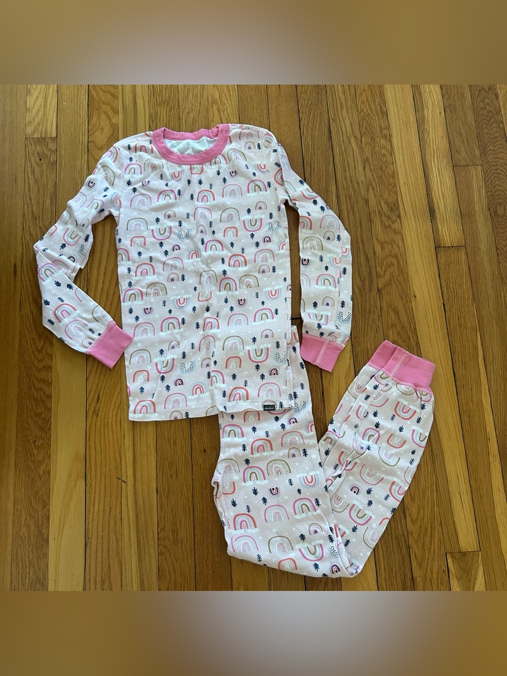 Girls' Pink Rainbow Print Pajama Set by Eddie Bauer